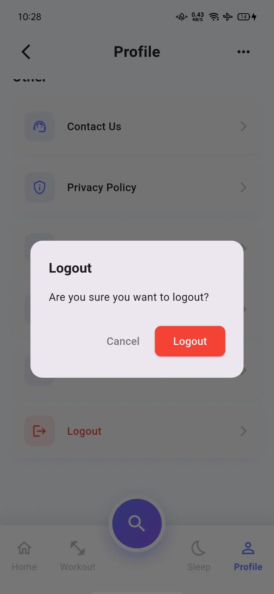 Logout Confirmation