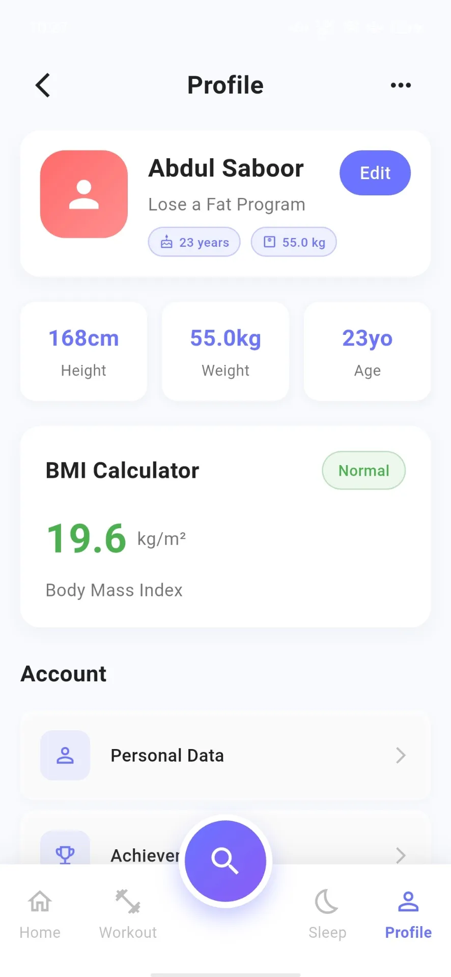 Profile with BMI