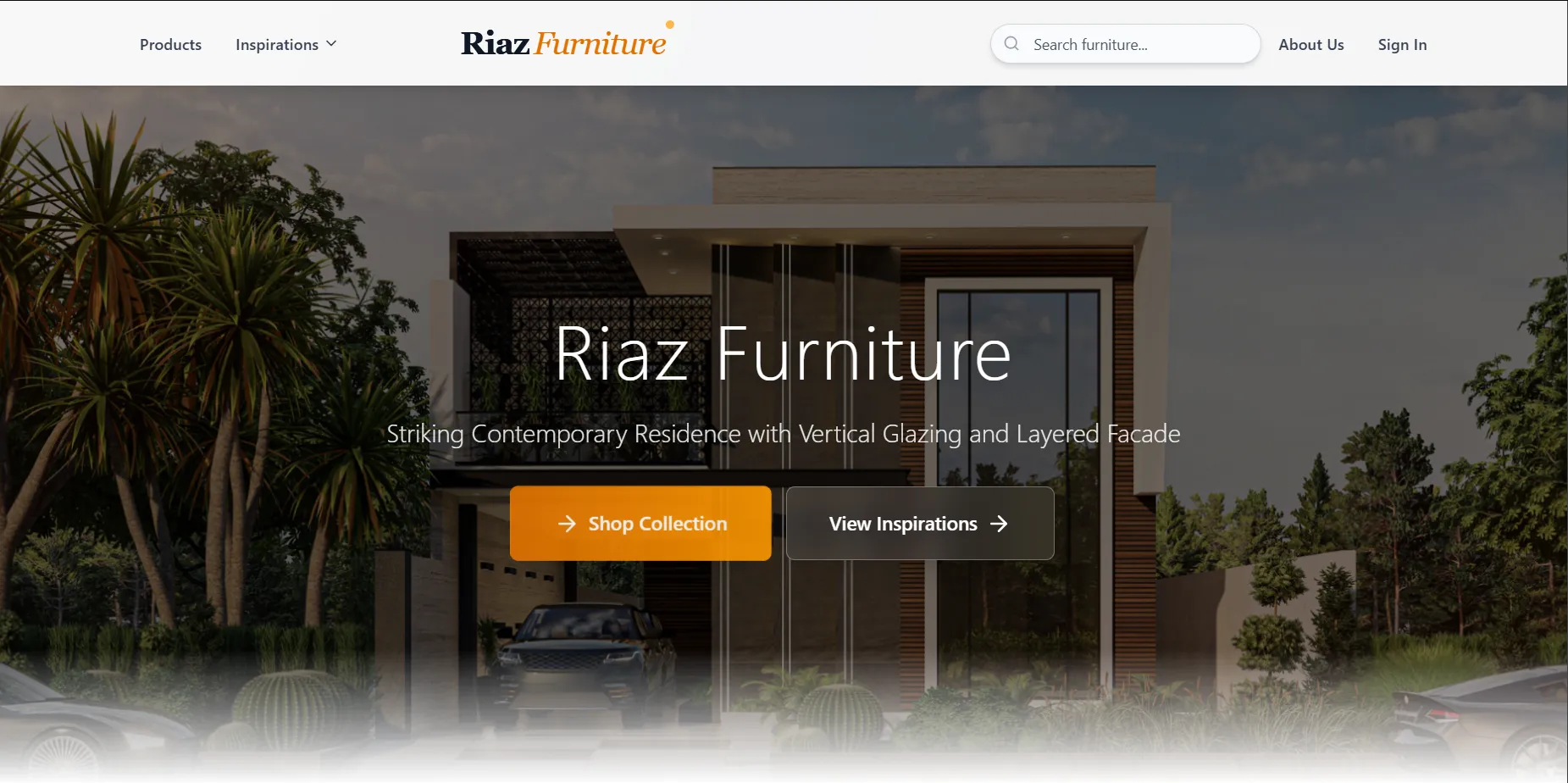 Riaz Furniture House homepage built by DevMetrices